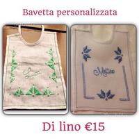 Bavette di lino ricamate a mano