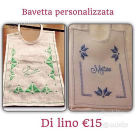 Bavette di lino ricamate a mano