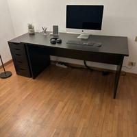 Scrivania Moderna Nera + Cassettiera 5 Cassetti