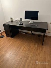 Scrivania Moderna Nera + Cassettiera 5 Cassetti