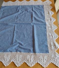 Tovaglia 78x78 cm Vichy bordo a mano