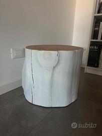 Tavolino basso tronco legno massello