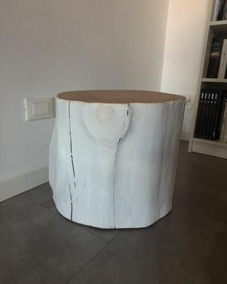 Tavolino basso tronco legno massello