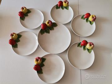 Set 7 Piatti Ceramica Via Veneto - Decoro Frutta