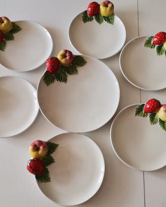 Set 7 Piatti Ceramica Via Veneto - Decoro Frutta