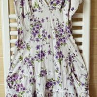 Vestito”prendisole”bianco e fiori di lillá