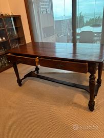 Tavolo soggiorno/scrivania epoca, piano in noce