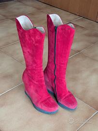 Stivali donna camoscio con zeppa Rive Gauche