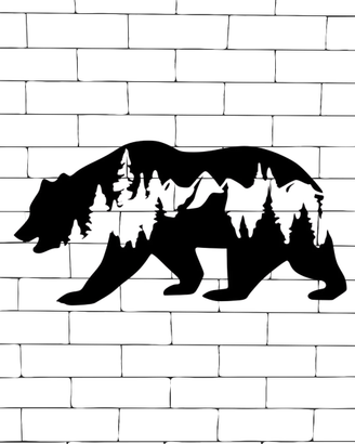 Decorazione da Parete Orso con Foresta e Montagne