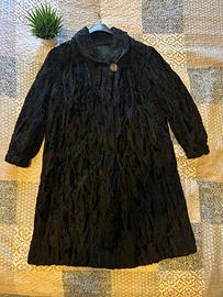 Pelliccia vintage nera vera Astrakan anni 50