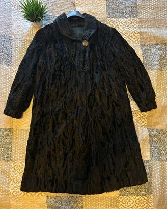 Pelliccia vintage nera vera Astrakan anni 50