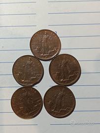 lotto 5 PZ monete da 1 centesimi 1914