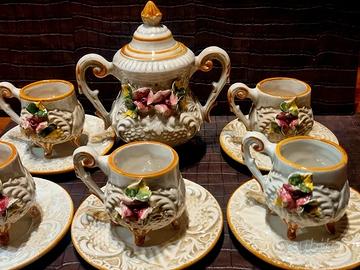 Servizio da caffè con zuccheriera ·#Capodimonte