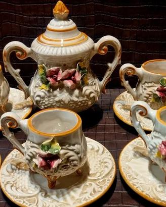 Servizio da caffè con zuccheriera ·#Capodimonte