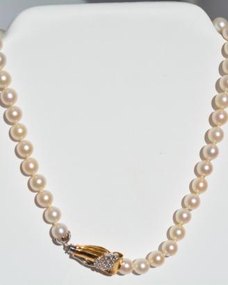 Collana di Perle coltivate,chiusura oro 18kt gr. 9
