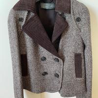 Giaccia lana e camoscio marrone Mango Collection