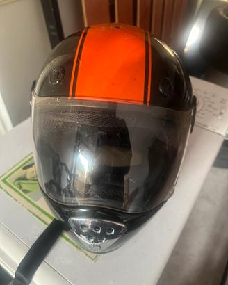 Casco moto demi-jet nero e arancione
