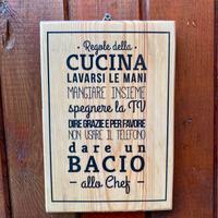 Regole Cucina stampa su legno 19x21 cm.