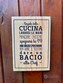 Regole Cucina stampa su legno 19x21 cm.