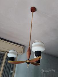 Lampadario a 3 luci in vetro opalino