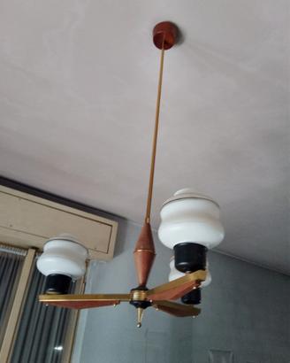 Lampadario a 3 luci in vetro opalino