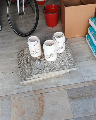 Set 3 Lanterne Portacandela in Ceramica Bianca