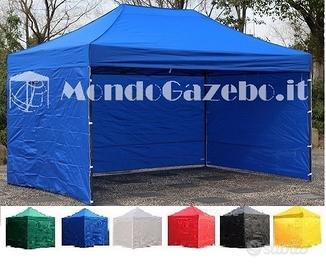 3x6 Gazebo BLU acciaio 3cm PVC richiudibile NUOVO