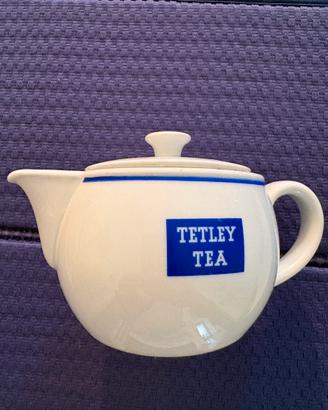 Teiera blu e bianca vintage in ceramica