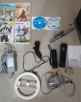 Nintendo Wii nera + 6 giochi + volante