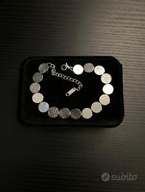 Bracciale argento con monetine in acciaio inox
