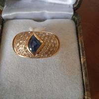 anello oro 18 k zaffiro cylon diamanti