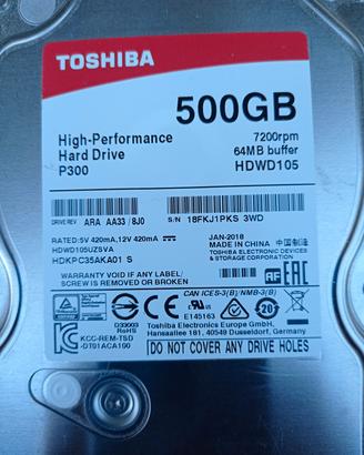 hard drive p300 500gb hdwd105