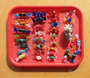 Lotto caramelle vetro Murano + grappolo d'uva 35pz