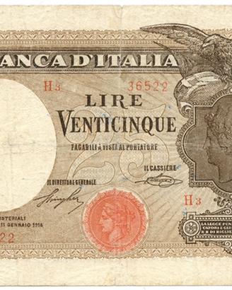 25 lire Banca d'Italia - Aquila bandiera sabauda