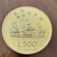 Le caravelle 500 Lire oro e diamanti 2001
