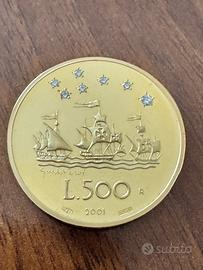 Le caravelle 500 Lire oro e diamanti 2001