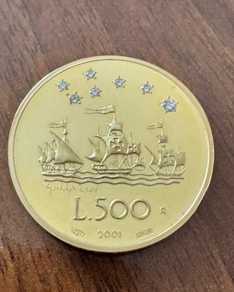 Le caravelle 500 Lire oro e diamanti 2001