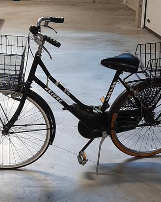 Bicicletta nera con due cestini 