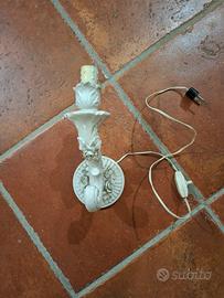 Coppia di Applique Vintage in Ceramica Bianca