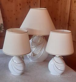 Set 3 lampade in ceramica bianca