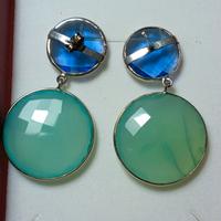 orecchini argento dischi sfaccettati pietra dura