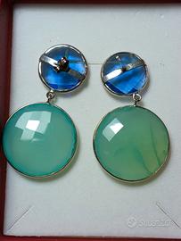 orecchini argento dischi sfaccettati pietra dura