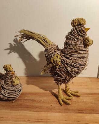 Coppia Galline in midollino