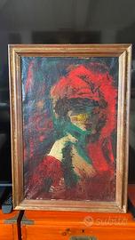 Quadro olio su tela ritratto espressivo artista sc