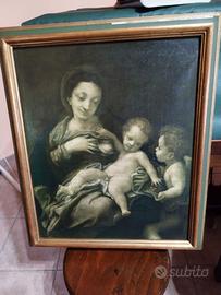 Oleografia applicata su tela "Madonna del latte"