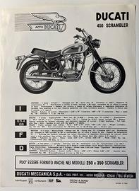 DUCATI 450 SCRAMBLER RARO FLYER PUBBLICITARIO 1970