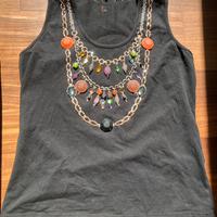 Canotta maliparmi con pietre e perline taglia XL