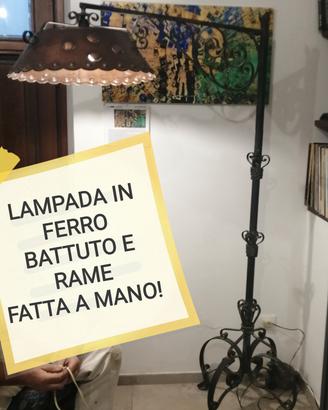 lampada  a braccio da terra fatta a mano