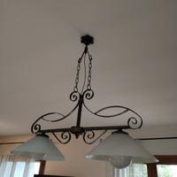 COPPlA di  lampadari ferro battuto e vetro