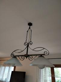 COPPlA di  lampadari ferro battuto e vetro